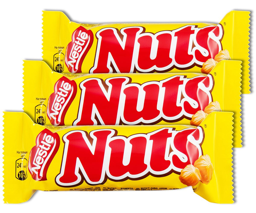 Шоколадный батончик Nuts, с лесным орехом, 50 г, 3 шт. #1