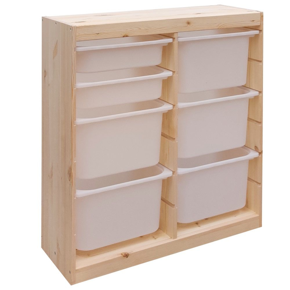 Деревянный стеллаж для игрушек с белыми (5+2) контейнерами TROFAST, 86.6х30х90.6 см  #1