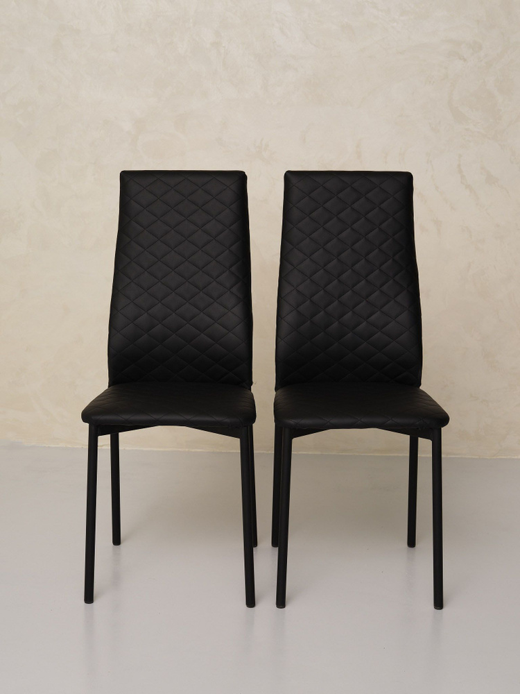 Стул Комплект стульев с мягким сиденьем и спинкой для кухни, Цвет Черный, 2 шт.  #1
