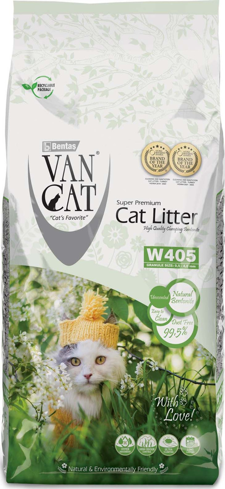 Van Cat Комкующийся наполнитель для Крупных кошек, без пыли, пакет (Big Cats)UNRI010, 15 кг  #1