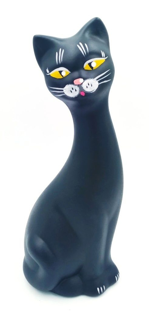 Статуэтка Кот Кит черный 24x9x10см из керамики для интерьера, декора дома большая. Сувенир подарок на #1