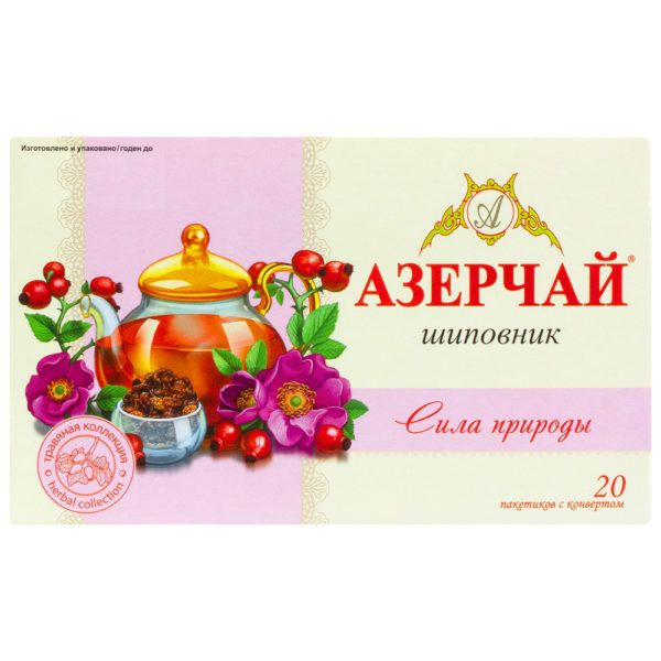 Чай в пакетиках черный Азерчай Сила природы Шиповник, 20 пак  #1