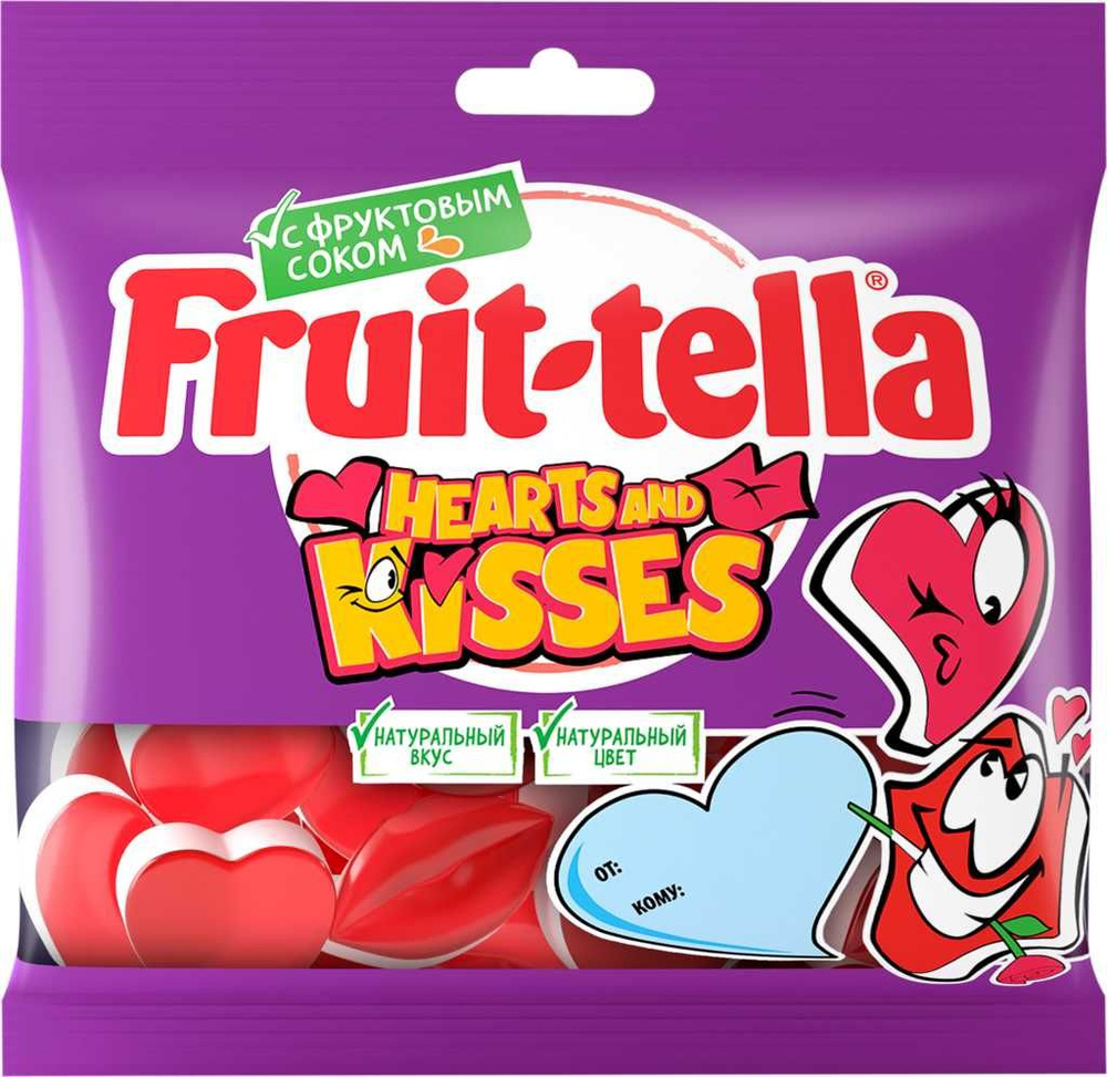 Мармелад жевательный FRUIT-TELLA Hearts and Kisses, 100г, Россия, 100 г #1