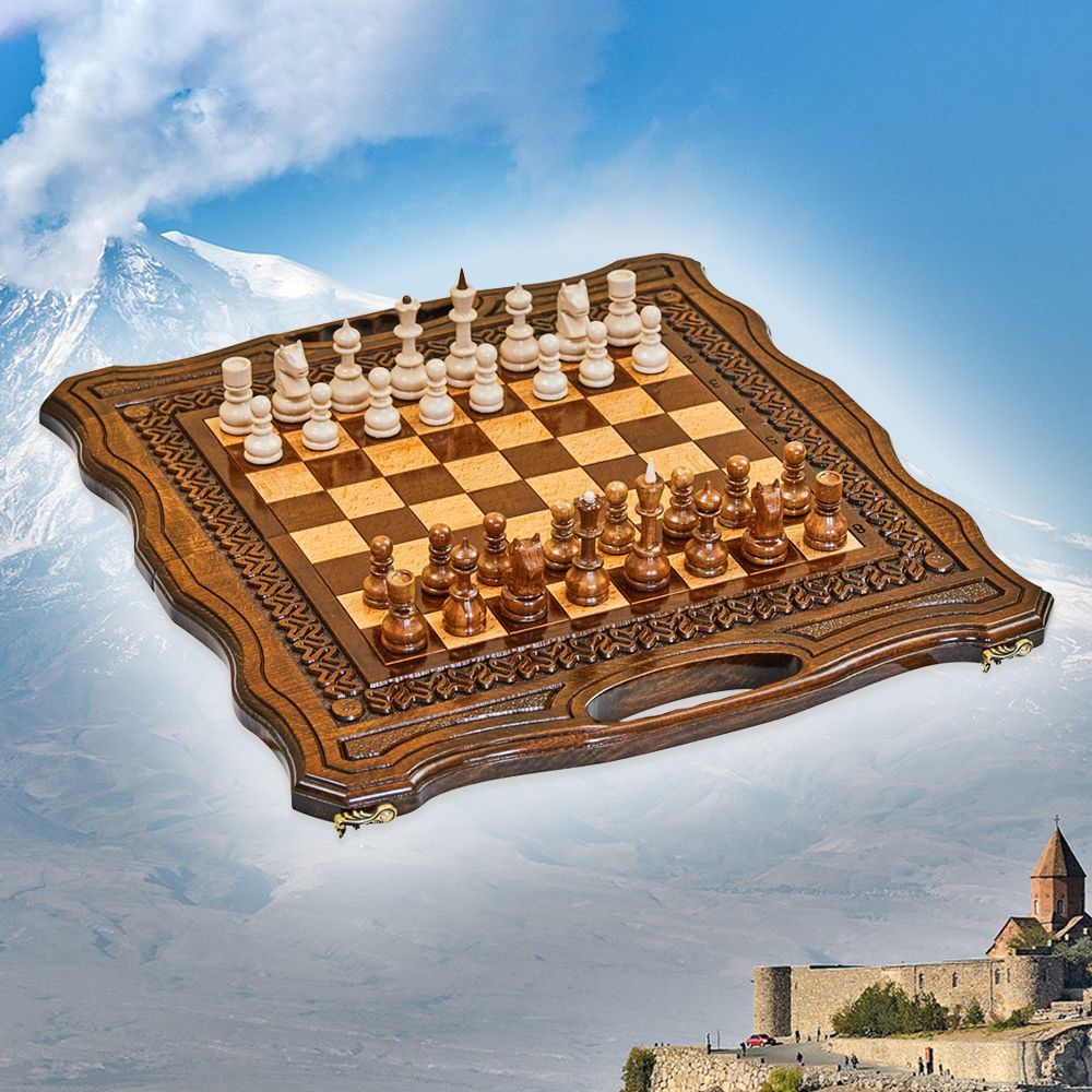 Шахматы и нарды деревянные 49 х 54 см бук Армения #1