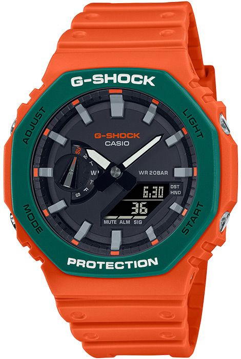 Противоударные мужские наручные часы Casio G-Shock GA-2110SC-4A с подсветкой, будильником и секундомером #1