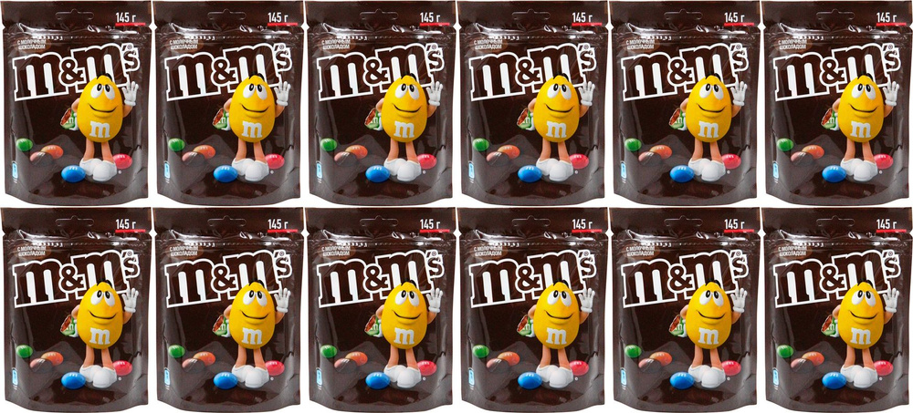 Драже M&M's с молочным шоколадом, комплект: 12 упаковок по 145 г  #1