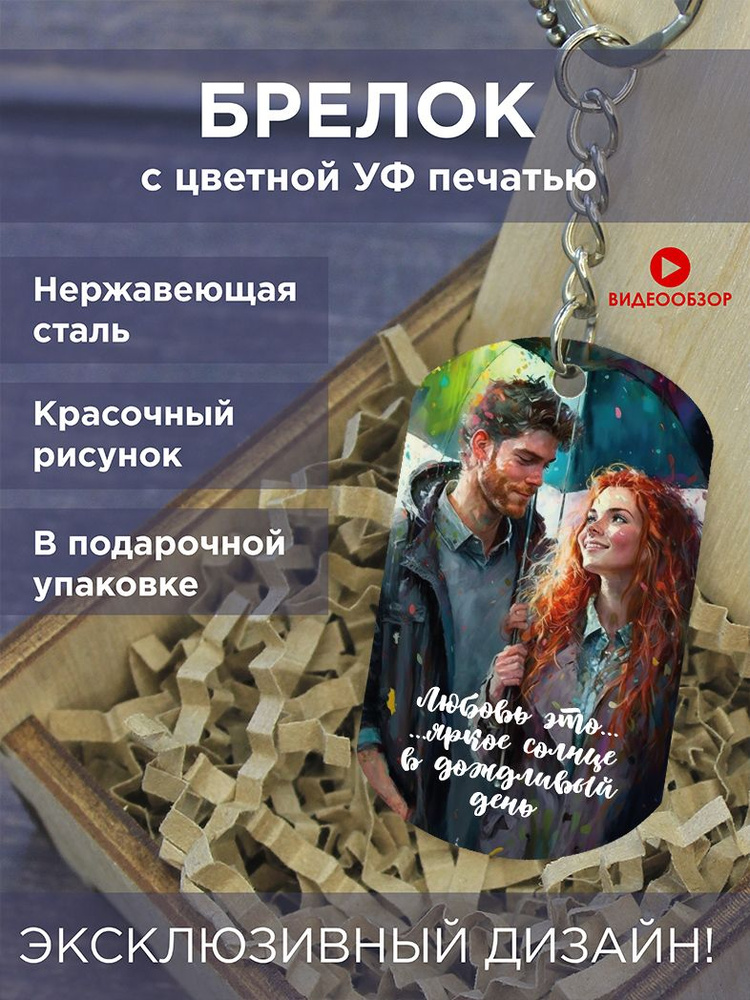 Цветной брелок жетон для ключей Love is Лов ис, подарок для влюбленных  #1