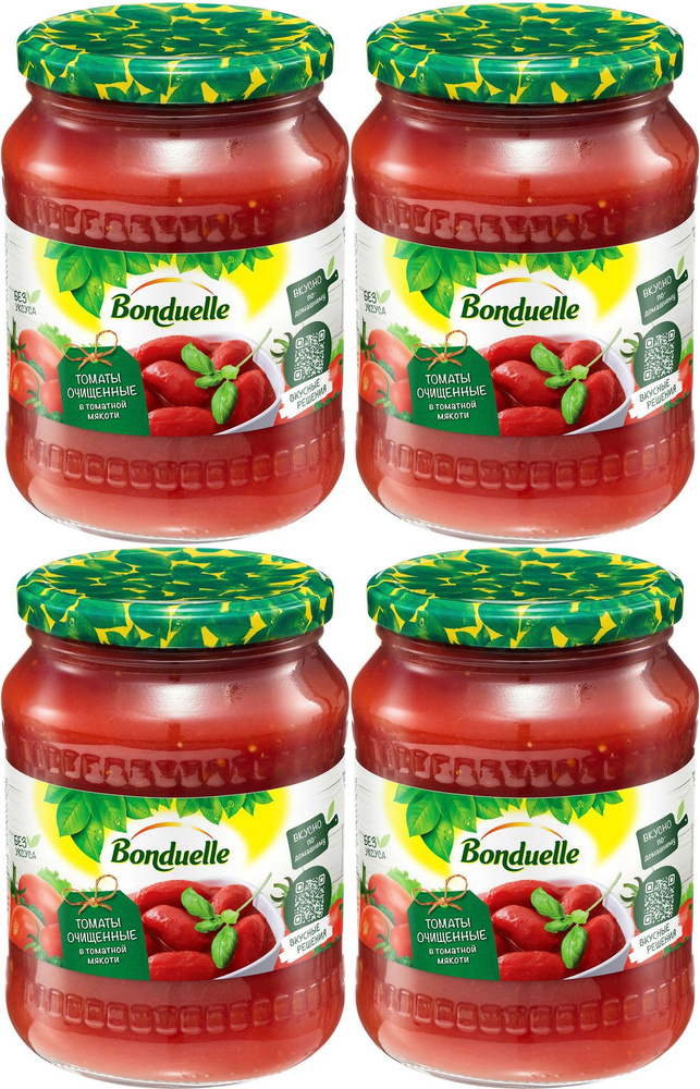 Помидоры Bonduelle очищенные в томатной мякоти, комплект: 4 упаковки по 680 г  #1