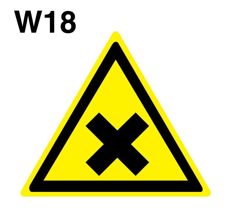 Несветящийся, треугольный, предупреждающий знак W18 Осторожно. Вредные для здоровья аллергические (раздражающие) #1