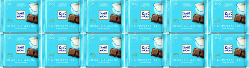 Шоколад Ritter Sport Альпийское молоко молочный, комплект: 12 упаковок по 100 г  #1