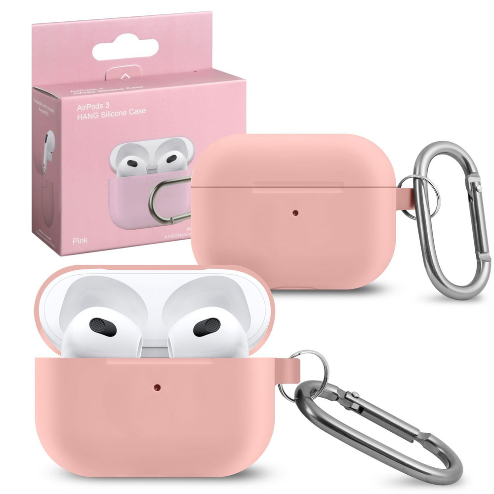 Чехол AirPods 3 Hang Silicon Case с карабином pink #1