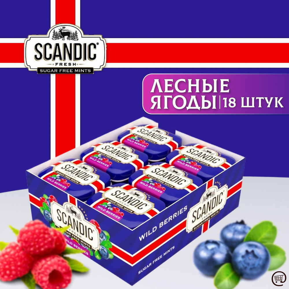 Освежающие конфеты СКАНДИК Лесные Ягоды 18 шт. по 14г., SCANDIC WILD BERRIES, Без Сахара, Драже  #1