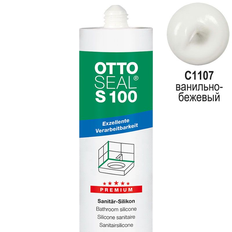 Герметик силиконовый санитарный OTTOSEAL S100 C1107 ванильно-бежевый, 300 мл  #1