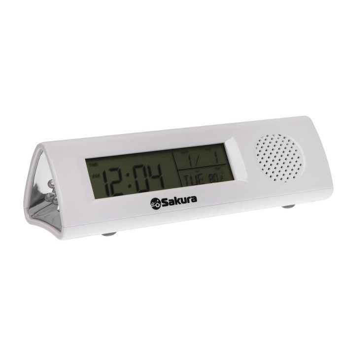 Часы-будильник Sakura SA-8521, электронные, будильник, радио, фонарь, 3хААА, белые  #1