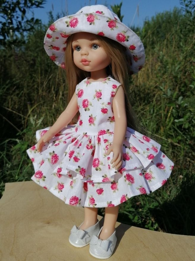Комплект одежды для куклы Paola reina 32 см сарафан и панамка для куклы.  #1