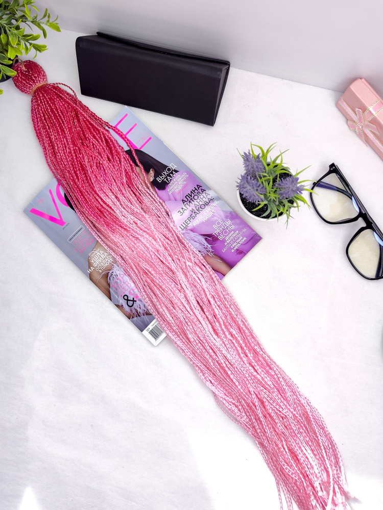 Косички ZIZI Зизи прямые, цветные косички 120 см 100 грамм, цвет розовый светло-розовый  #1