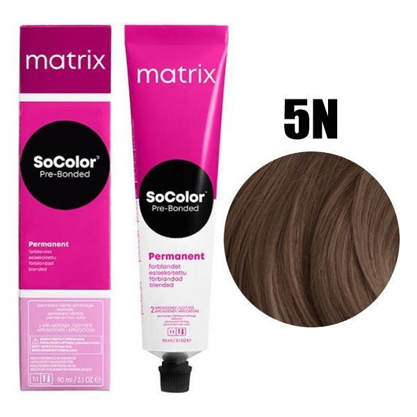 Matrix Перманентная краска для волос с бондером SoColor Pre-Bonded, 5N светлый шатен, 90 мл  #1