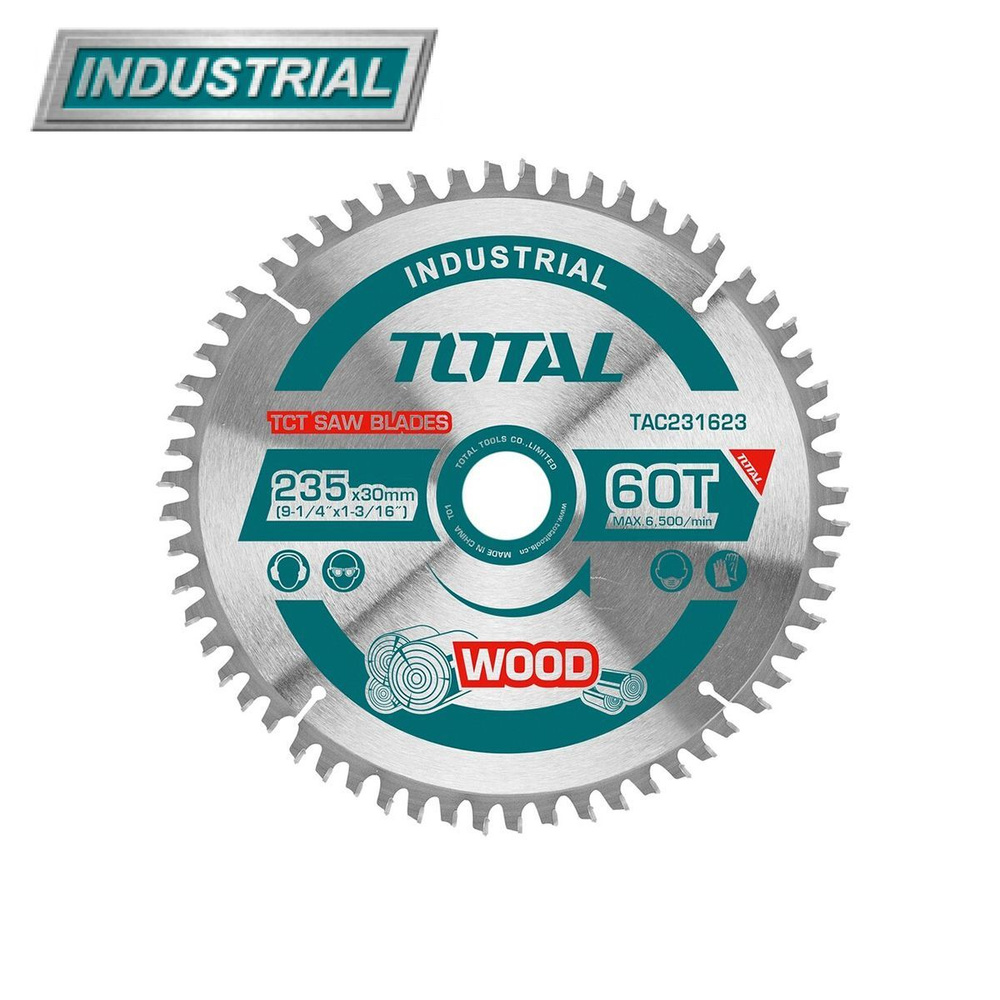 Диск пильный по дереву TCT 235mmX30X 60T (кольцо 16мм и 25,4мм) TOTAL #1