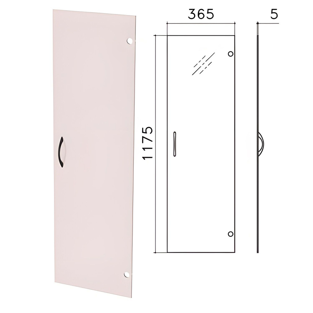 Дверь СТЕКЛО тонированное, средняя, "Фея", "Монолит", 365х1175х5 мм, без фурнитуры, ДМ43, 1ед. в комплекте #1