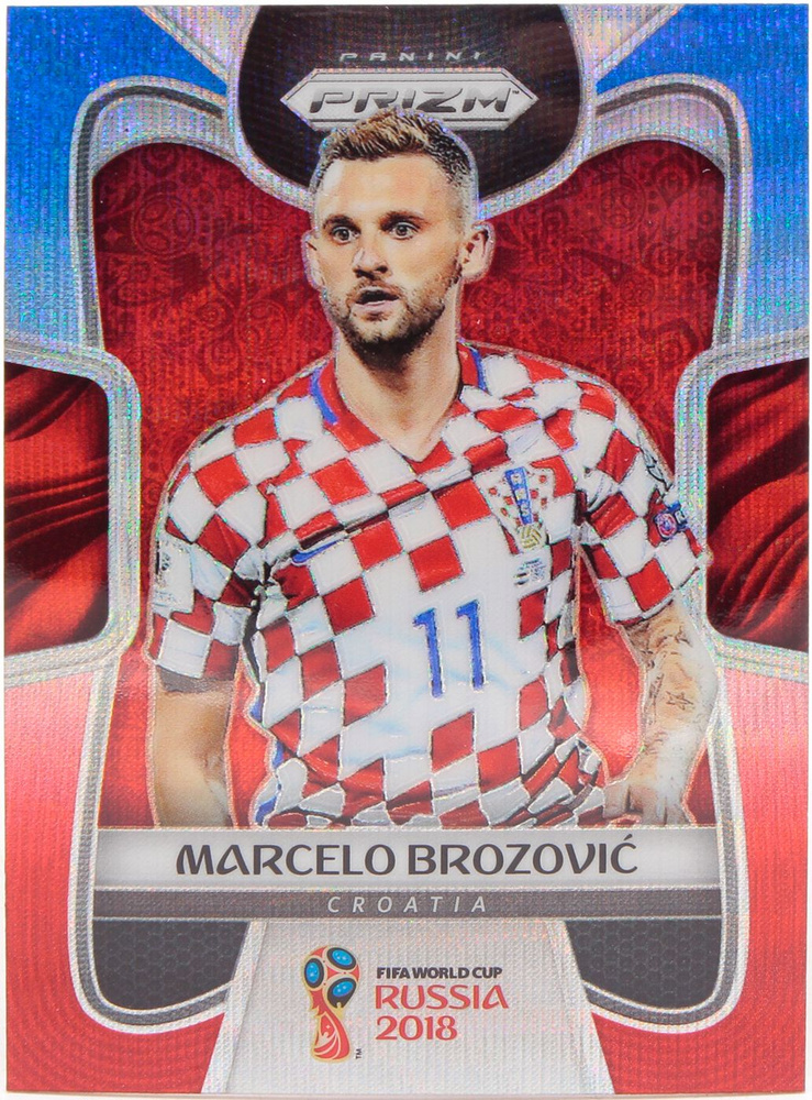 Коллекционная карточка Panini Prizm FIFA World Cup Russia 2018 - #230 Marcelo Brozovic - Blue Red Wave #1