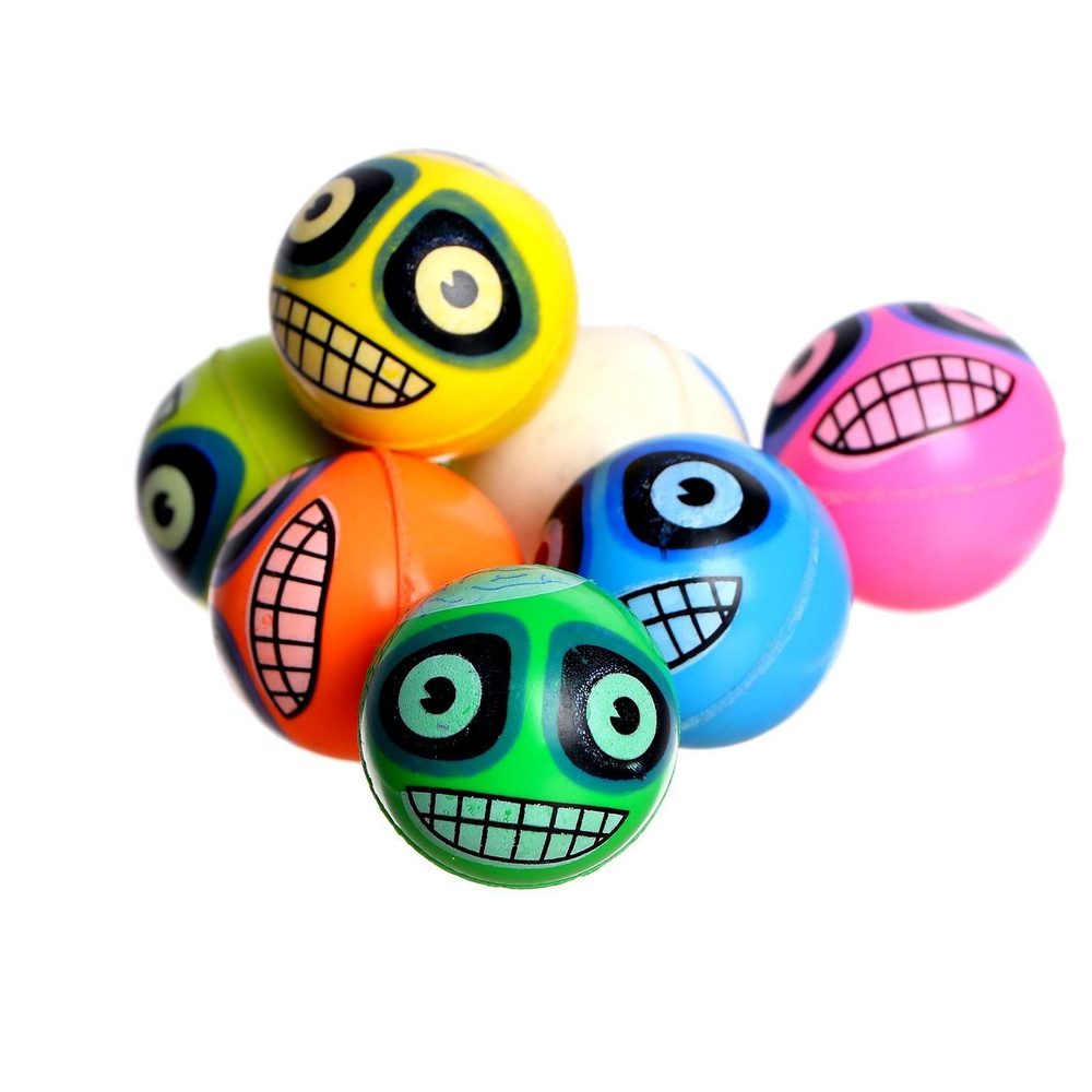 Мячики попрыгунчики каучуковые Монстрик , цвета микс, 5 шт.  #1