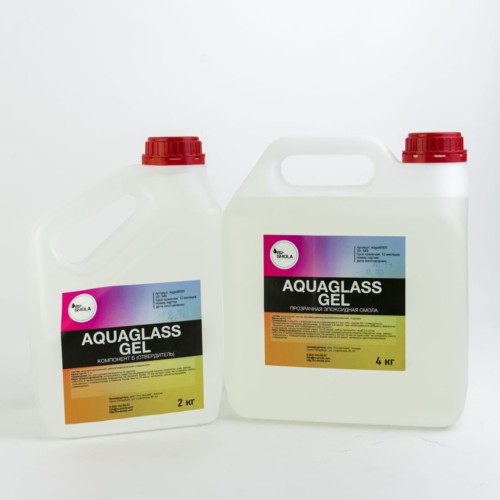 Эпоксидная смола AquaGlass GEL 6кг средняя, универсальная, прозрачная, для рисования картин ResinArt #1