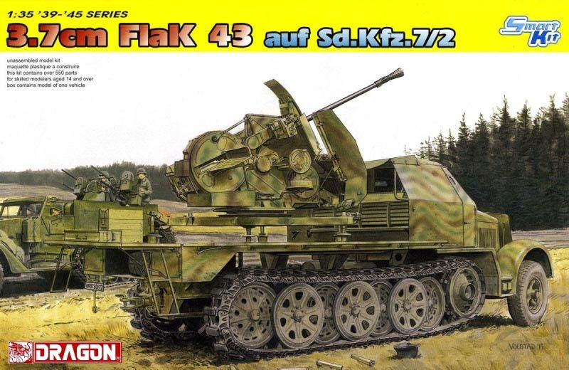 Сборная модель танка Dragon 3.7cm FlaK 43 auf Sd.Kfz.7/2, масштаб 1/35 #1