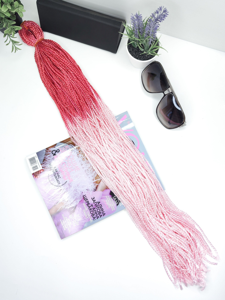 Косички ZIZI Зизи прямые, цветные косички 120 см 100 грамм, цвет красный светло-розовый  #1