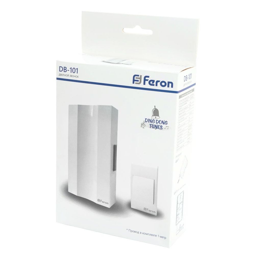 Звонок с кнопкой проводной Feron DB-101 электромеханический белый 230V FERON 41504 (1 шт.)  #1