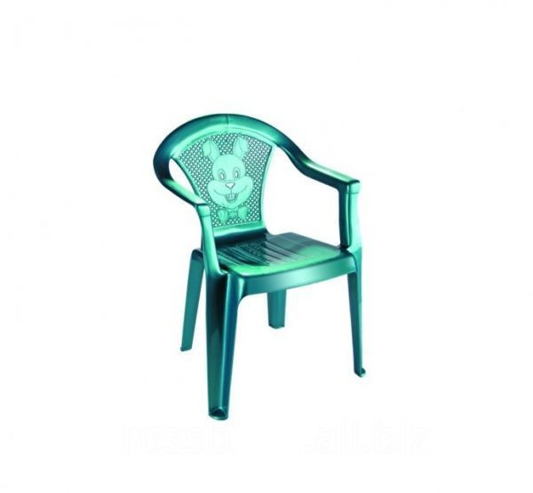 Кресло пластиковое детское Зеленое 37х36 h54см с широкой спинкой  #1
