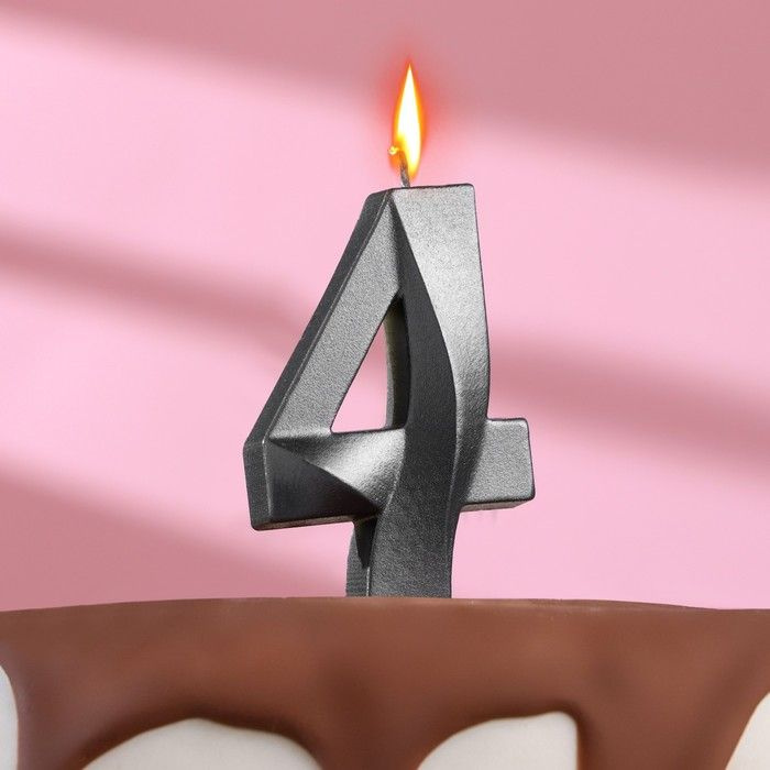 Свеча в торт "Грань" ,цифра 4 ,мокрый асфальт, 7.8 см #1