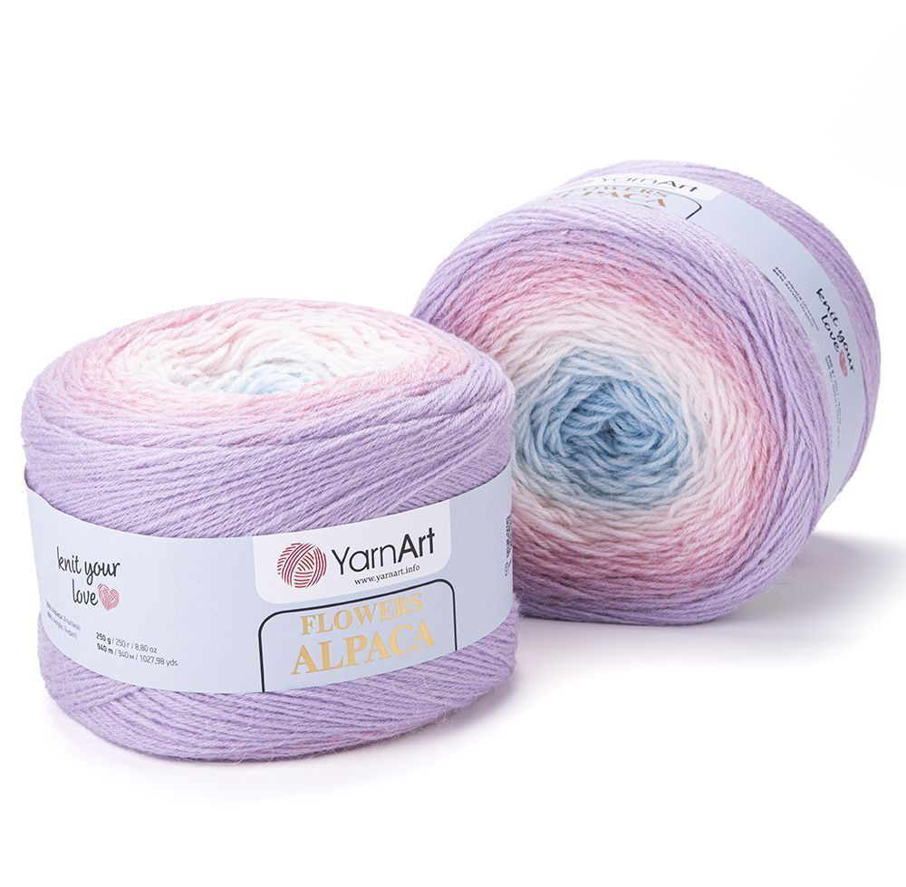 Пряжа для ручного вязания Flowers Alpaca YarArt - 405 (св.сирен/св.роз/св.бир), 20% альпака, 80% акрил, #1