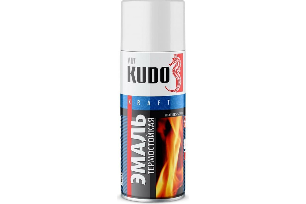 KUDO Аэрозольная краска аэрозольная краска, до 800°, Матовое покрытие, Полуматовое покрытие, 0.52 л, #1
