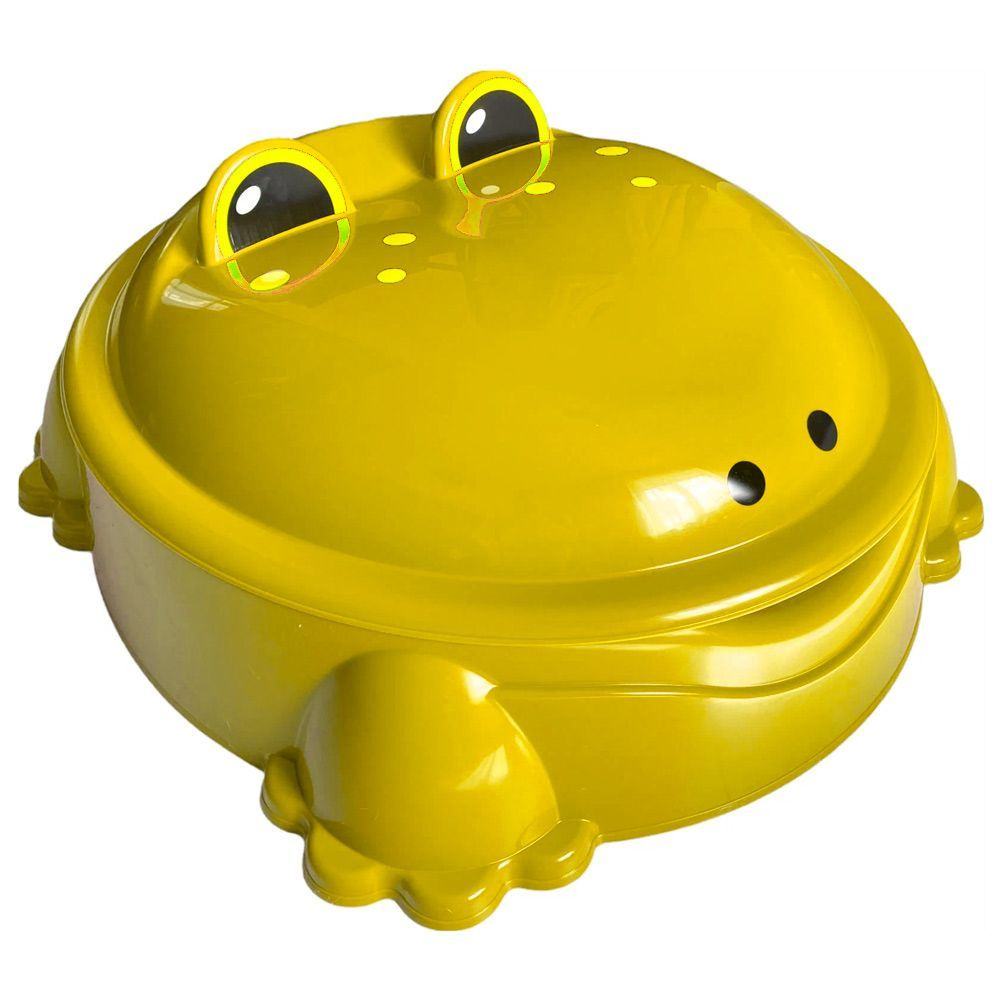 Детская песочница-бассейн лягушка с крышкой для игр на свежем воздухе, дачи, дома, детских садов желтый #1