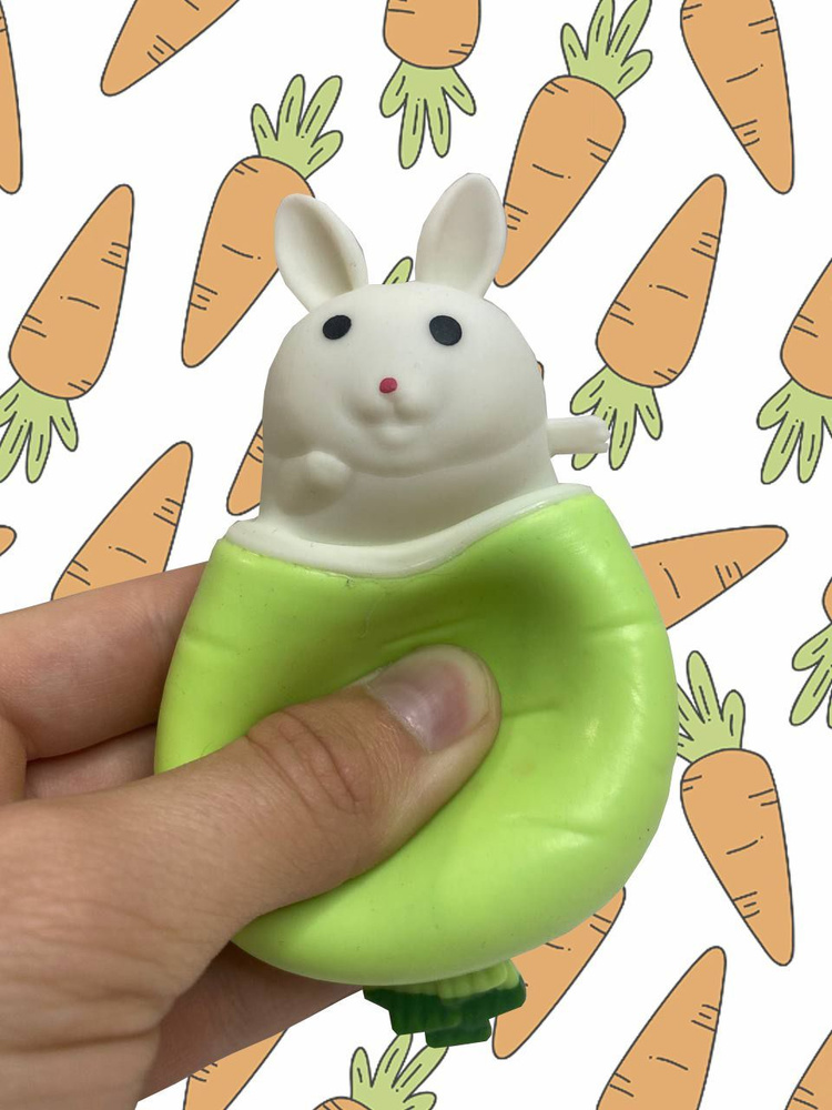 Антистресс игрушка "Кролик в морковке", зеленый #1