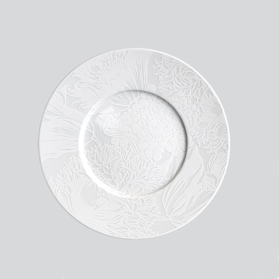 Тарелка десертная пирожковая посуда фарфоровая для кухни для сервировки для подачи WHITE NATURE 23 см. #1