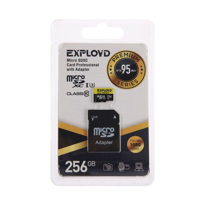 Карта памяти Exployd microSD, 256 Гб, SDXC, UHS-1, класс 10, с адаптером SD  #1