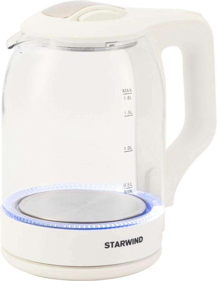 Чайник электрический StarWind SKG1056, 2000Вт, белый и прозрачный. Товар уцененный  #1