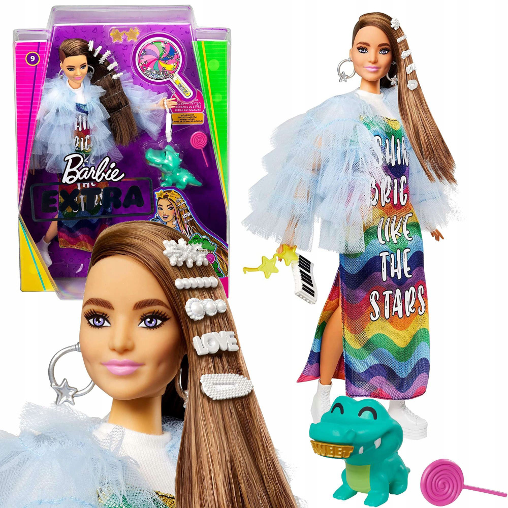 Кукла Mattel Barbie Экстра в радужном платье GYJ78 #1