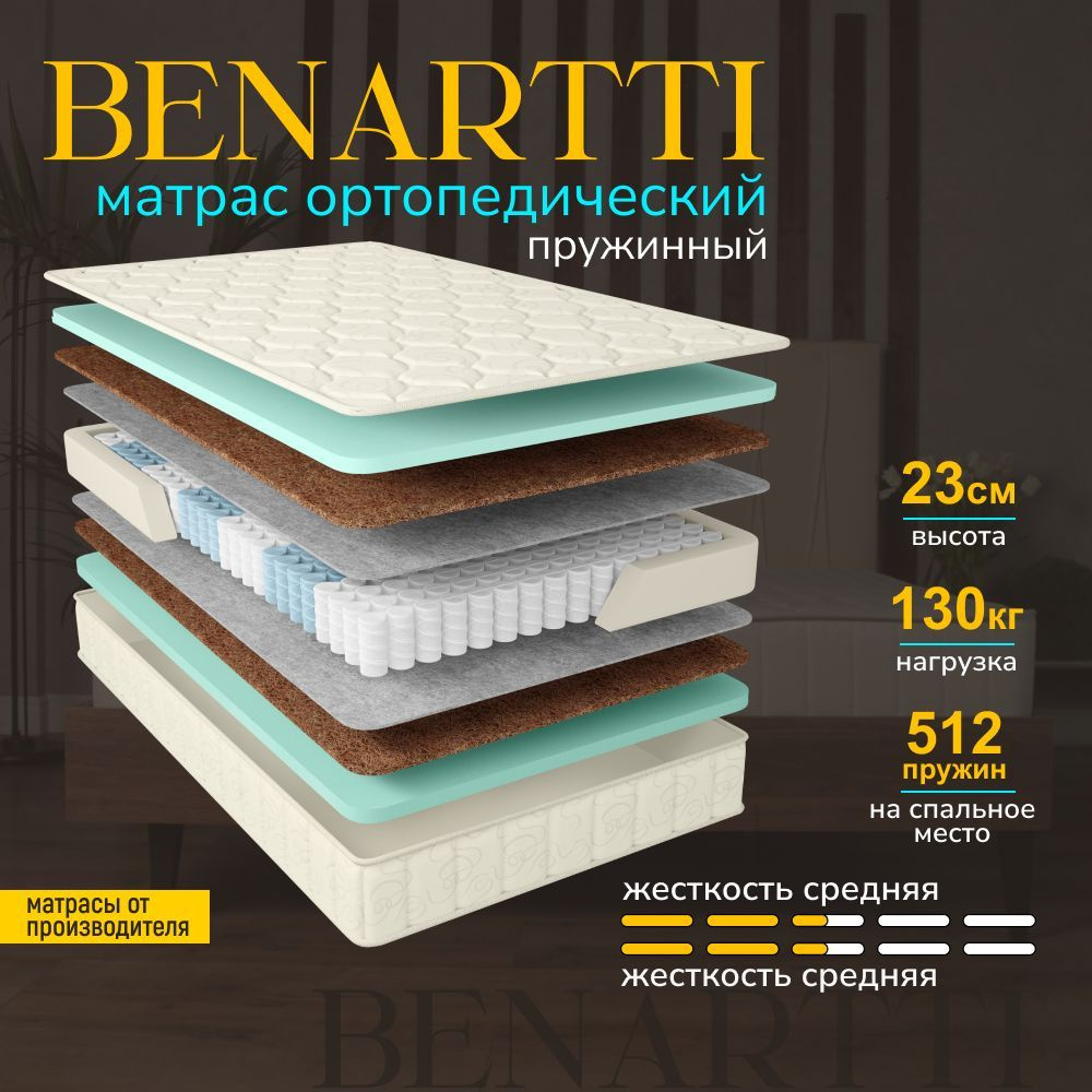 Матрас 80х200 ортопедический пружинный, Benartti Classic Max Hard TFK Независимые пружины  #1