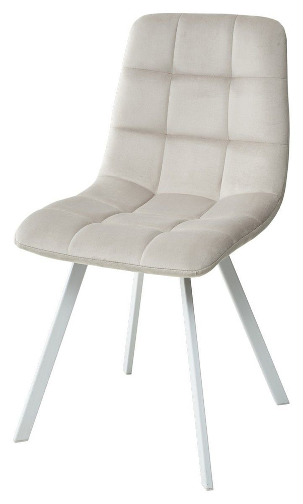 Комплект стульев M-City CHILLI SQUARE 2 шт G108-06 серебристо-серый велюр/белый каркас  #1