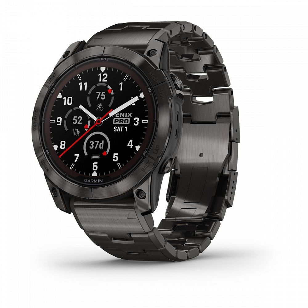 Умные часы Garmin FENIX 7X PRO Sapphire Solar Edition Титановый угольно-серый корпус с DLC-покрытием #1