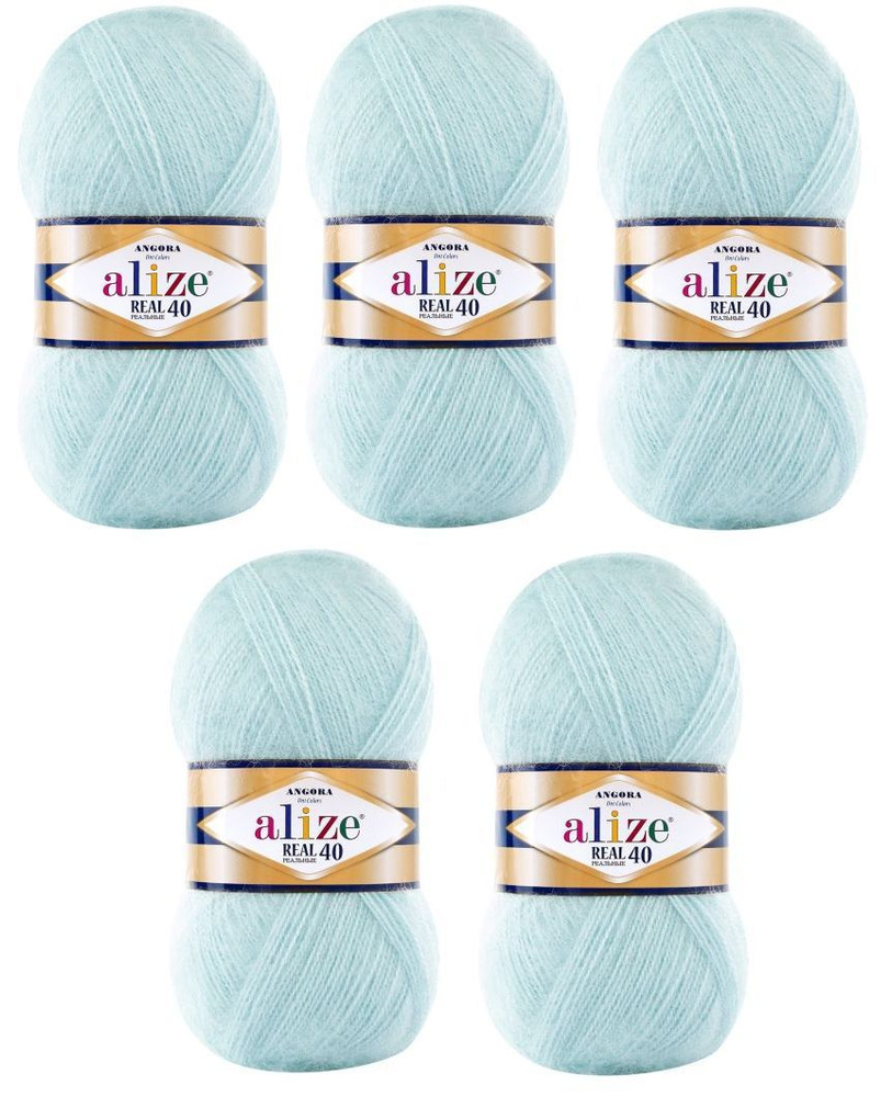 Пряжа Alize Angora Real 40 / состав: 40 % шерсть, 60 % акрил, метраж : 100 гр. 430 м / упаковка : 5 x #1