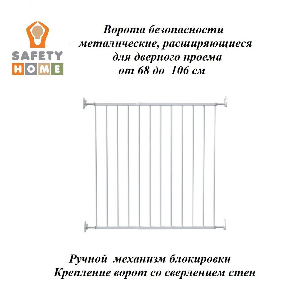 Ворота безопасности металлические с креплением в стены, для проема от 68 до 106 см  #1