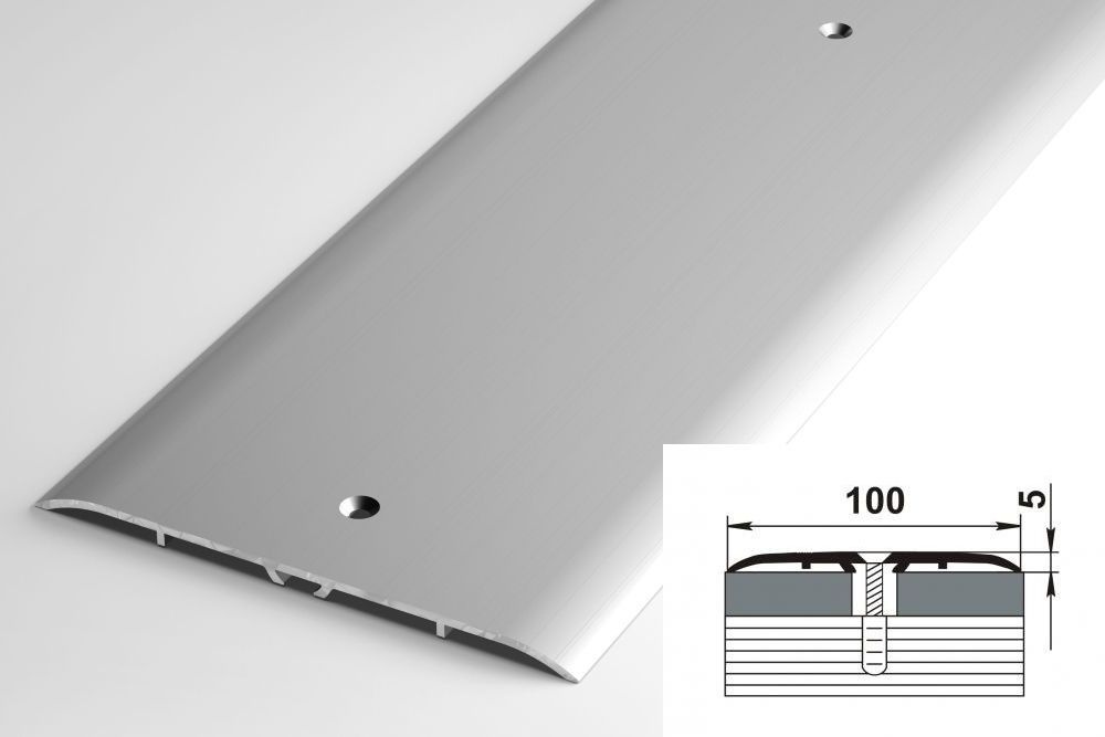Порог напольный стыкоперекрывающий одноуровневый шириной 100 мм, длина 900 мм, профиль-порожек алюминиевый #1