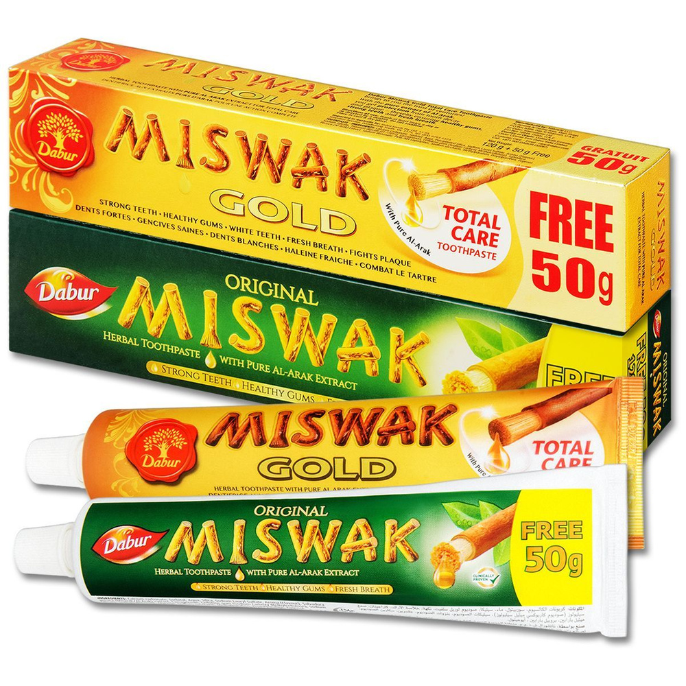 Зубная паста DABUR Miswak Original и Gold, 170 г, 2 шт. #1