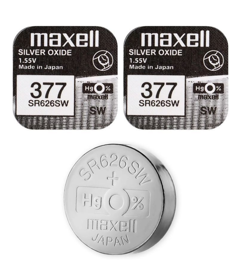 Maxell Батарейка 376, 377 (SR66, SR626), Серебряно-цинковый тип, 2 шт #1