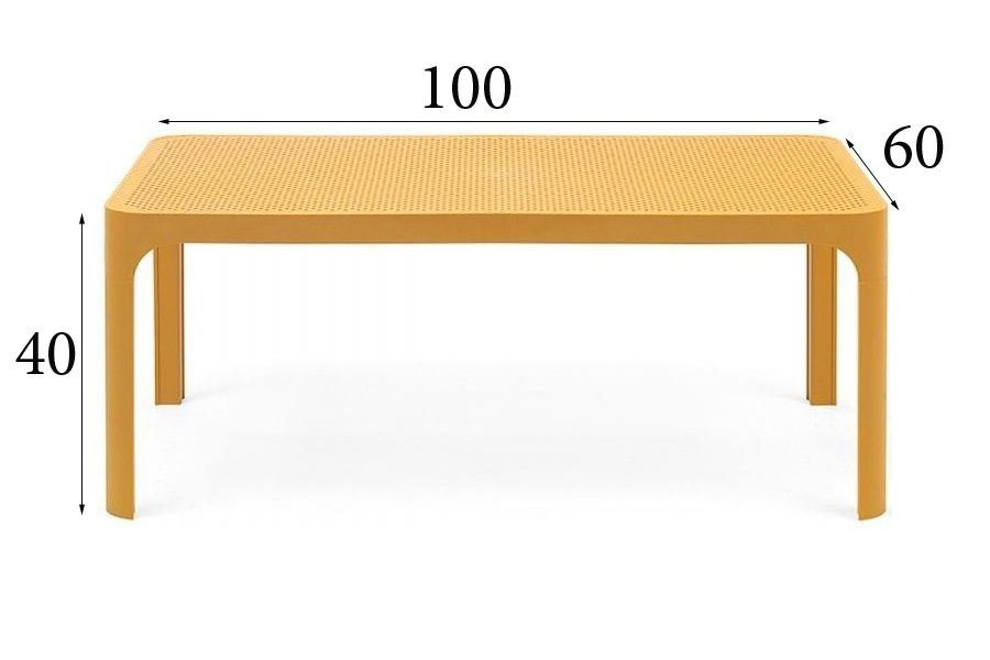 Столик журнальный уличный дачный Net Table 100х60 см, цвет горчичный, NARDI  #1