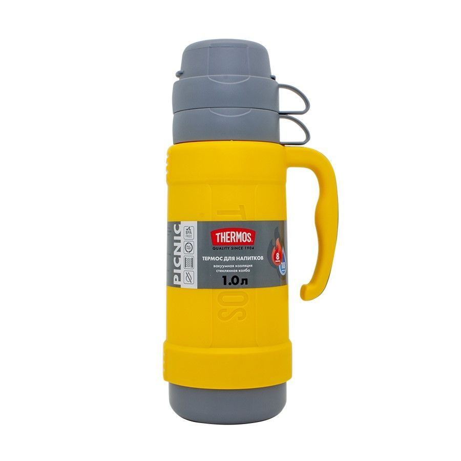 Термос THERMOS PICNIC 40 Series со стеклянной колбой 1л (желтый) #1