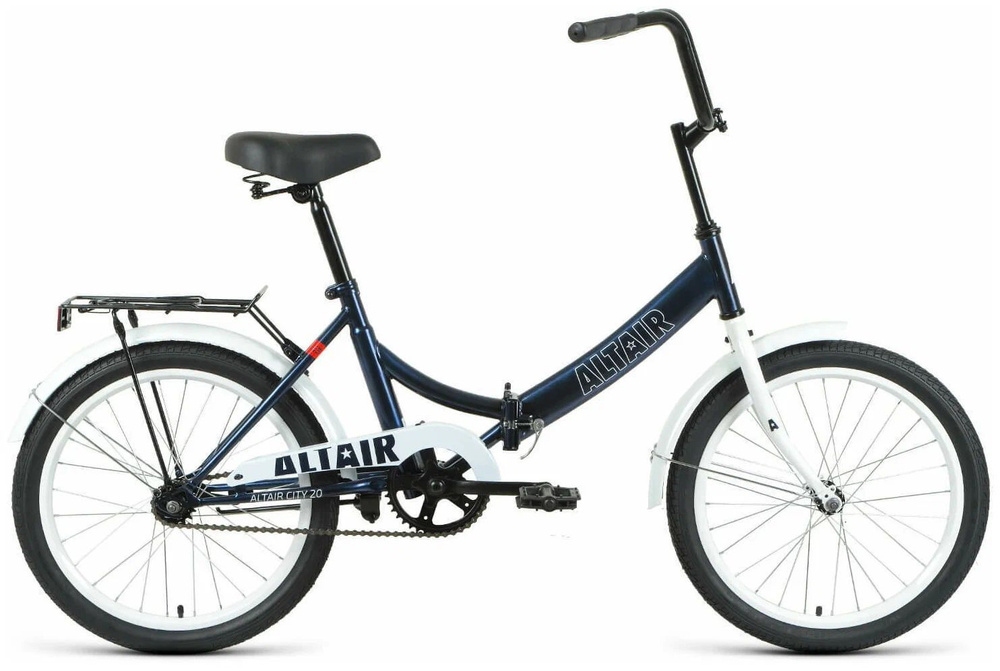 Altair Велосипед Городской, Велосипед ALTAIR CITY 20 (20" 1 ск. рост. 14" скл.) 2022, темно-синий/белый, #1
